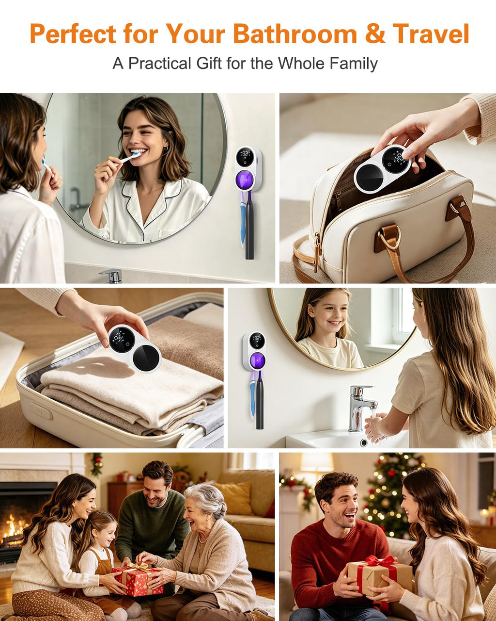 ⚡Free Shipping⚡UV Toothbrush Sanitizer Holder, Electric Toothbrush Cleaner with LED Display, Infrared Auto Sensor, Auto-Cycle & Fan Drying, Rechargeable Wall Mounted Tooth Brush Holders for Bathroom Organizer